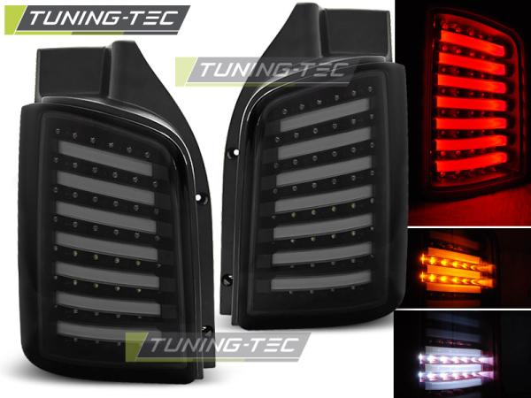 LED Lightbar Rückleuchten für VW T5 / T5 GP  03-15 Schwarz Smoke (Flügeltüren)