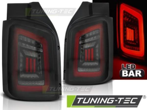 Voll LED Lightbar Rückleuchten für VW T5 / T5 GP 03-15 Schwarz Smoke Flügeltüren