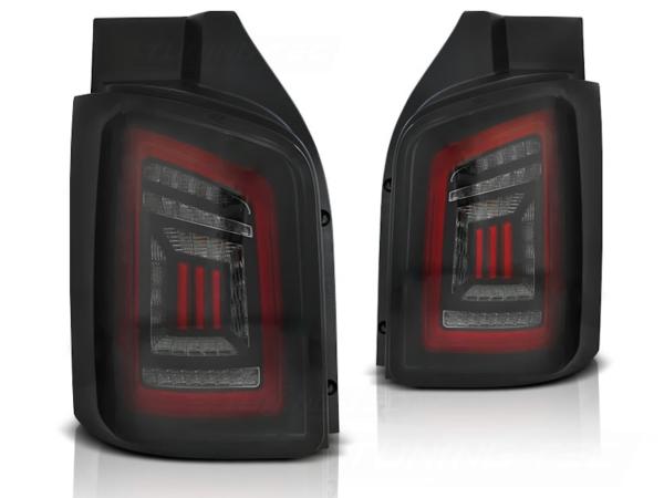 Voll LED Lightbar Rückleuchten für VW T5 / T5 GP 03-15 Schwarz Smoke Flügeltüren