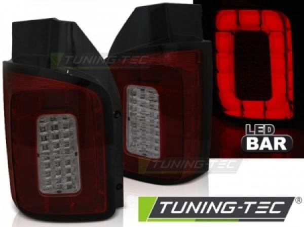 Voll LED Lightbar Rückleuchten für VW T6 15-19 Rot/Smoke (Flügeltüren / Halogen)