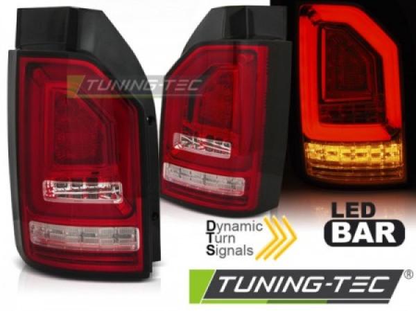 Voll LED Lightbar Rückleuchten für VW T6 Bj.15-19 Rot/Chrom (Heckklappe /Halogen）
