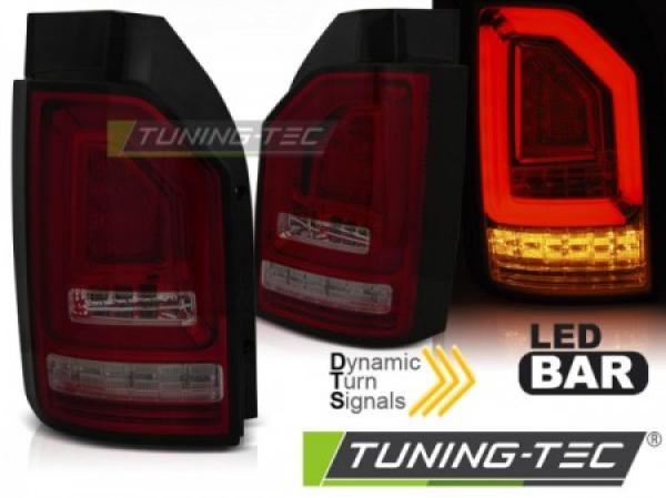 Voll LED Lightbar Rückleuchten für VW T6 15-19 Rot/Smoke (Heckklappe / Halogen)