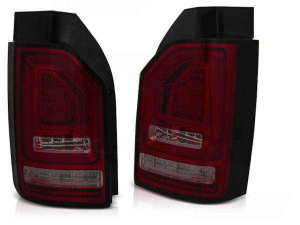 Voll LED Lightbar Rückleuchten für VW T6 15-19 Rot/Smoke (Heckklappe / Halogen)