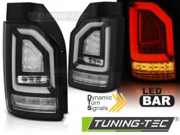 Voll LED Lightbar Rückleuchten für VW T6 15-19 Schwarz (Heckklappe / Halogen)