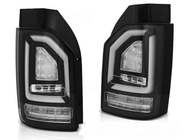Voll LED Lightbar Rückleuchten für VW T6 15-19 Schwarz (Heckklappe / Halogen)