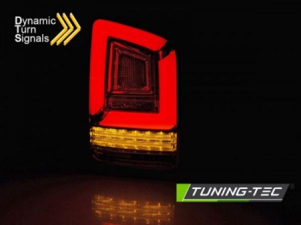 Voll LED Lightbar Rückleuchten für VW T6 15-19 Rot/Chrom (Flügeltüren / Halogen)