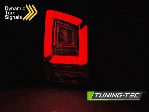 Voll LED Lightbar Rückleuchten für VW T6 15-19 Rot/Chrom (Flügeltüren / Halogen)
