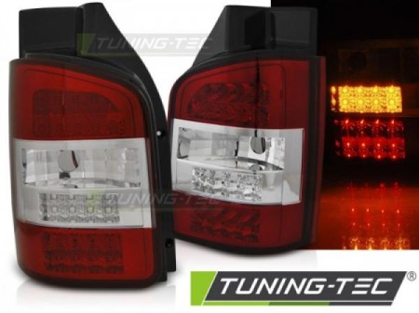 LED Rückleuchten für VW T5 Bj. 03-09 Rot/Chrom (Flügeltüren)
