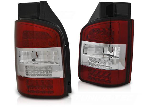 LED Rückleuchten für VW T5 Bj. 03-09 Rot/Chrom (Flügeltüren)
