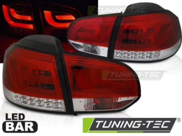 LED Lightbar Rückleuchten für VW Golf 6 (VI) Bj. 08-12 Rot/Chrom