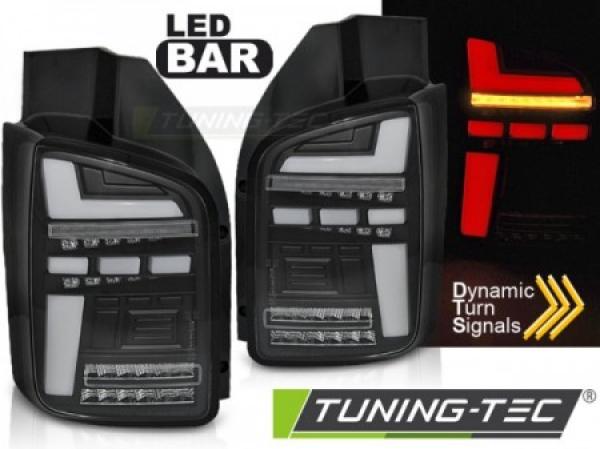Voll LED Lightbar Rückleuchten für VW T6  15-19 Schwarz (Flügeltüren / Halogen)