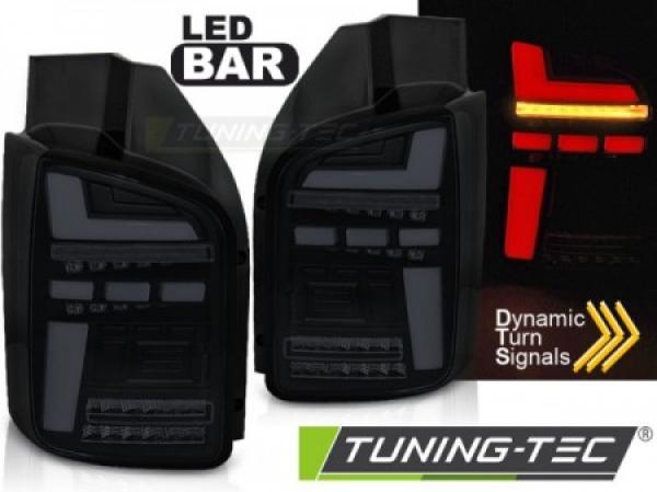 Voll LED Lightbar Rückleuchten für VW T6.1 19- Schwarz/Smoke Flügeltüren Halogen