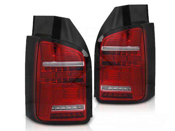 Voll LED Lightbar Rückleuchten für VW T6.1 19- Rot/Chrom (Flügeltüren / Halogen)