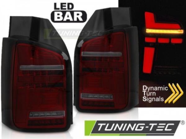 Voll LED Lightbar Rückleuchten für VW T6.1 19- Rot/Smoke (Flügeltüren / Halogen)