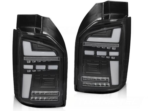 Voll LED Lightbar Rückleuchten für VW T6.1 19- Schwarz (Heckklappe / Halogen)