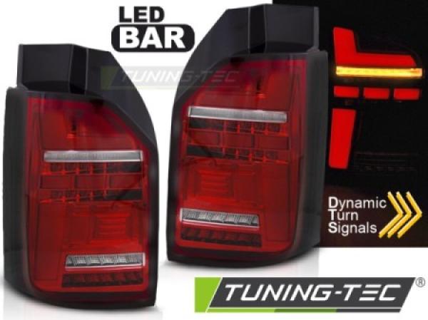 Voll LED Lightbar Rückleuchten für VW T6.1  19- Rot/Chrom (Heckklappe / Halogen)