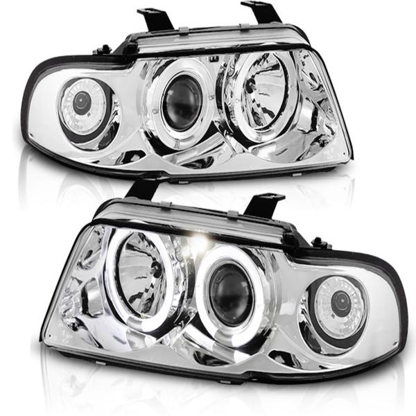 LED Angel Eyes Scheinwerfer für Audi A4 B5 94-98 chrom