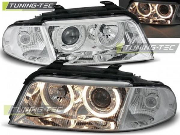 Scheinwerfer Angel Eyes für Audi A4 B5 Facelift Bj. 99-00 Chrom