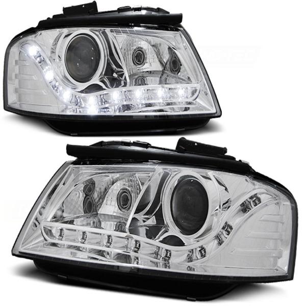 Scheinwerfer LED Tagfahrlicht Optik für Audi A3 8P 8PA Bj. 04-08 Chrom        <div class="cap-box