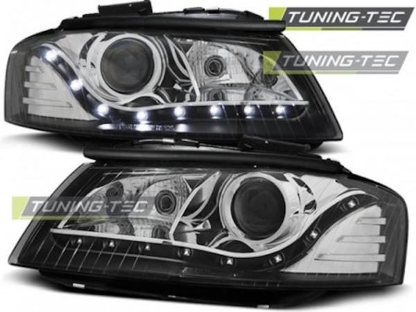 Scheinwerfer LED Tagfahrlicht Optik für Audi A3 8P 8PA Bj. 04-08 Schwarz