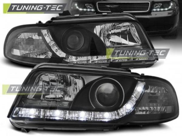 LED Tagfahrlicht Design Scheinwerfer für Audi A4 B5 94-98 schwarz
