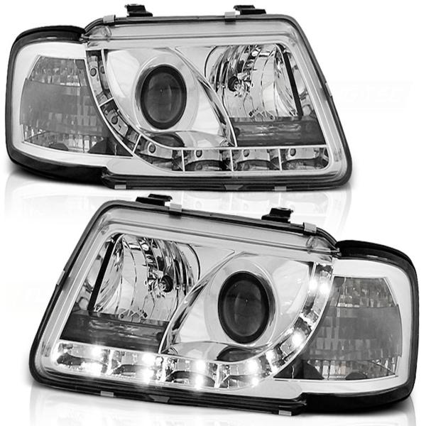 LED Tagfahrlicht Design Scheinwerfer für Audi A3 8L 96-00 chrom