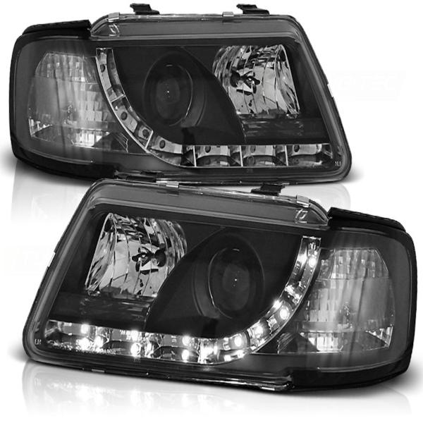 LED Tagfahrlicht Design Scheinwerfer für Audi A3 8L 96-00 schwarz