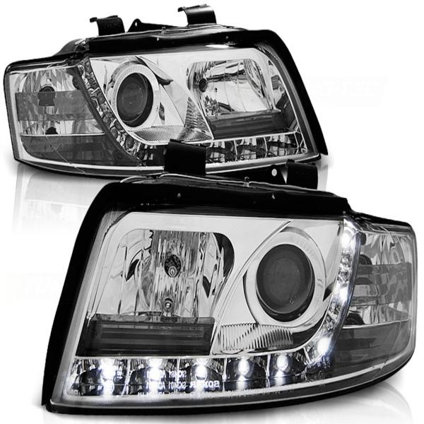 LED Tagfahrlicht Design Scheinwerfer für Audi A4 B6 00-04 chrom