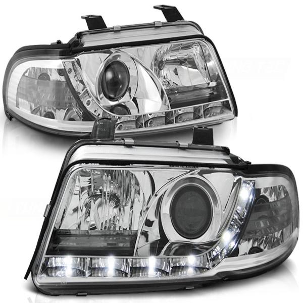 LED Tagfahrlicht Design Scheinwerfer für Audi A4 B5 Facelift 99-00 chrom
