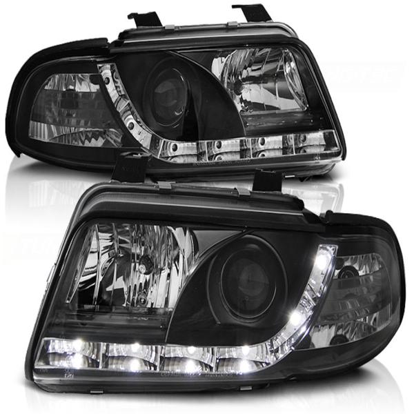 LED Tagfahrlicht Design Scheinwerfer für Audi A4 B5 99-00 schwarz