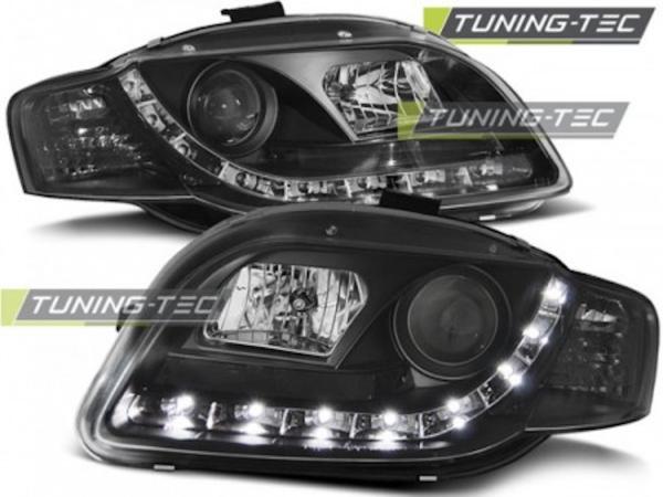 LED Tagfahrlicht Design Scheinwerfer für Audi A4 B7 05-08 schwarz