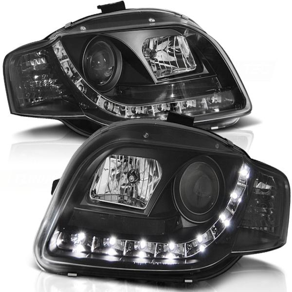 LED Tagfahrlicht Design Scheinwerfer für Audi A4 B7 05-08 schwarz