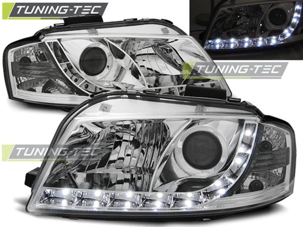 LED Tagfahrlicht-Design Scheinwerfer für Audi A3 8P 04-08 chrom