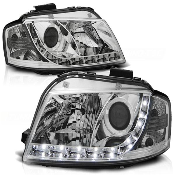 LED Tagfahrlicht-Design Scheinwerfer für Audi A3 8P 04-08 chrom