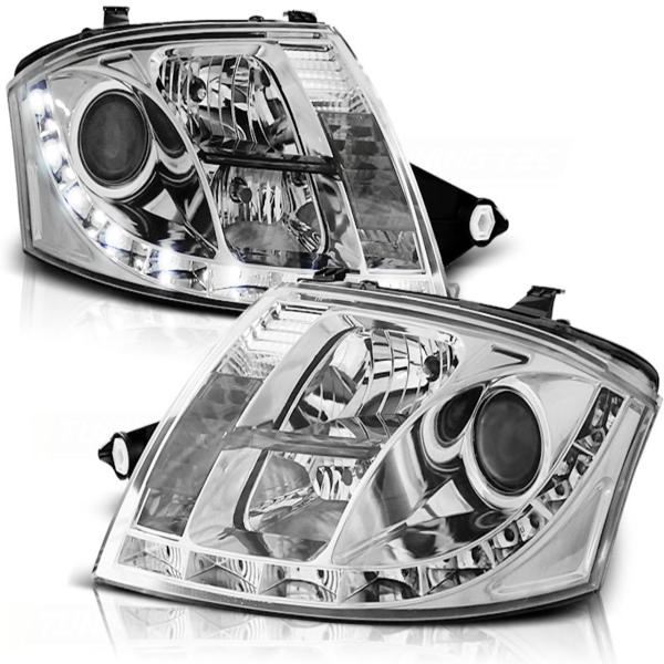 LED Tagfahrlicht Design Scheinwerfer für Audi TT 8N 99-06 chrom