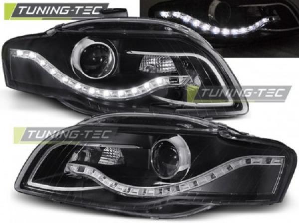 LED Tagfahrlicht Design Scheinwerfer für Audi A4 B7 05-08 schwarz