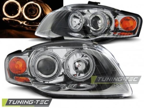 Scheinwerfer Angel Eyes für Audi A4 B7 Bj. 04-08 Chrom
