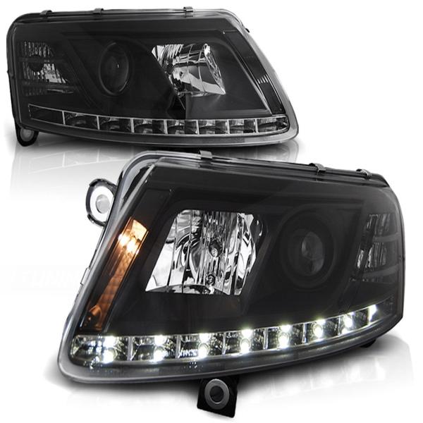 LED Tagfahrlicht Scheinwerfer für Audi A6 C6 (4F) 04-08 schwarz