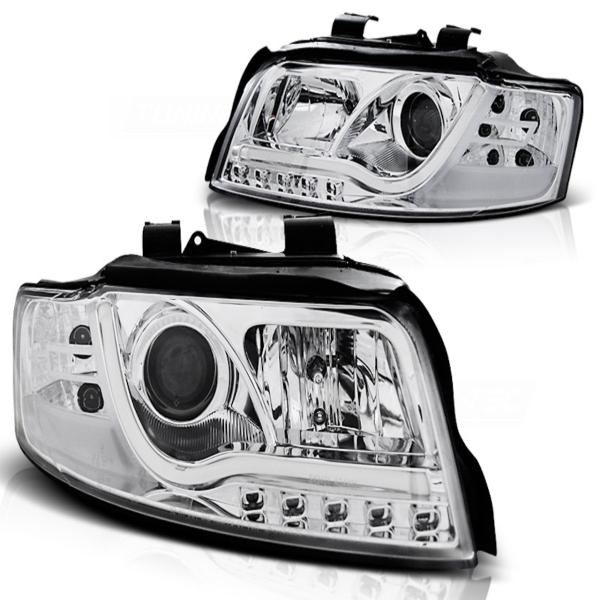 LED Tagfahrlicht Design Scheinwerfer für Audi A4 B6 00-04 chrom