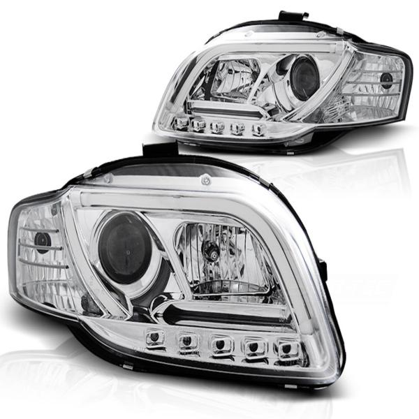 LED Tagfahrlicht Design Scheinwerfer für Audi A4 B7 05-08 chrom LTI