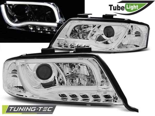 LED Tagfahrlicht Design Scheinwerfer für Audi A6 4B 97-01 chrom