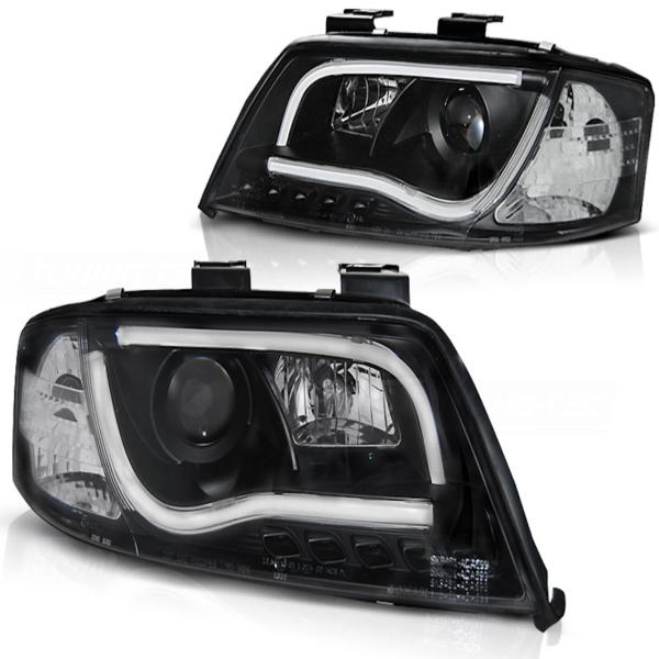 LED Tagfahrlicht Design Scheinwerfer für Audi A6 4B 97-01 schwarz