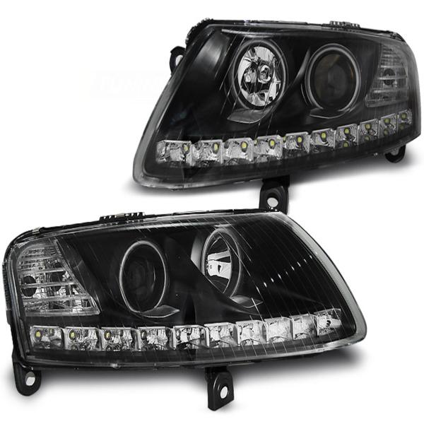 LED Angel Eyes Scheinwerfer für Audi A6 C6 (4F) 04-08 schwarz