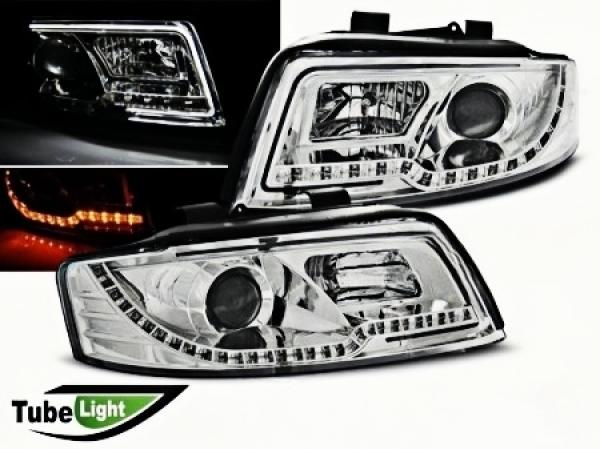 LED Tagfahrlicht Design Scheinwerfer für Audi A4 B6 00-04 chrom