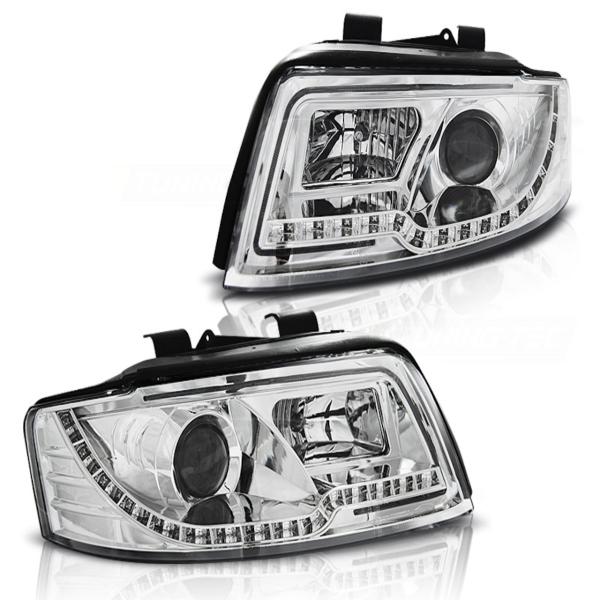 LED Tagfahrlicht Design Scheinwerfer für Audi A4 B6 00-04 chrom