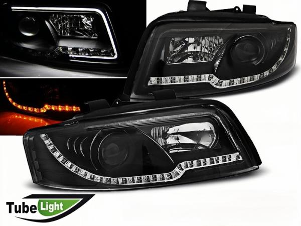 LED Tagfahrlicht Design Scheinwerfer für Audi A4 B6 00-04 schwarz