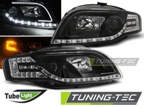 Scheinwerfer LED Tagfahrlicht Optik für Audi A4 B7 Bj. 04-08 Schwarz LTI