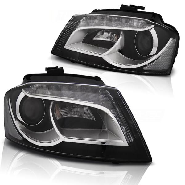 LED Tagfahrlicht Scheinwerfer für Audi A3 8P 08-12 schwarz