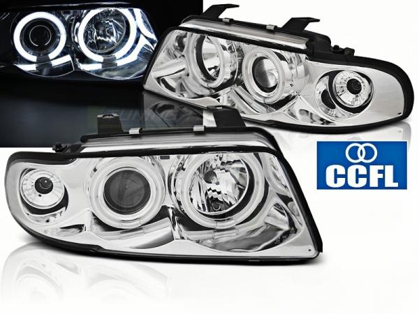 LED Angel Eyes Scheinwerfer für Audi A4 B5 94-98 chrom CCFL