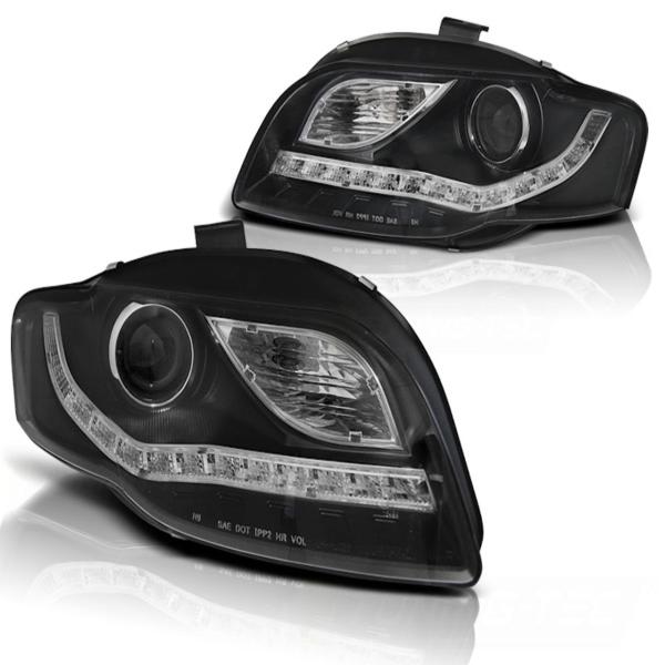 LED Tagfahrlicht Design Scheinwerfer für Audi A4 B7 05-08 schwarz